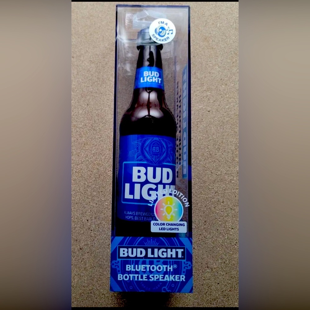 Limited Edition Bud Light Bluetooth Glass Bottle Speaker With Color Changing LED